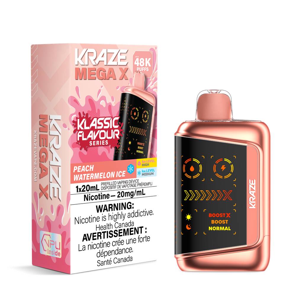 Kraze Mega X 48K Disposable Vape Peach Watermelon Ice